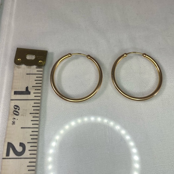 14K YELLOW GOLD classic polished endless hoops REAL GOLD 1” - Picture 8 of 15